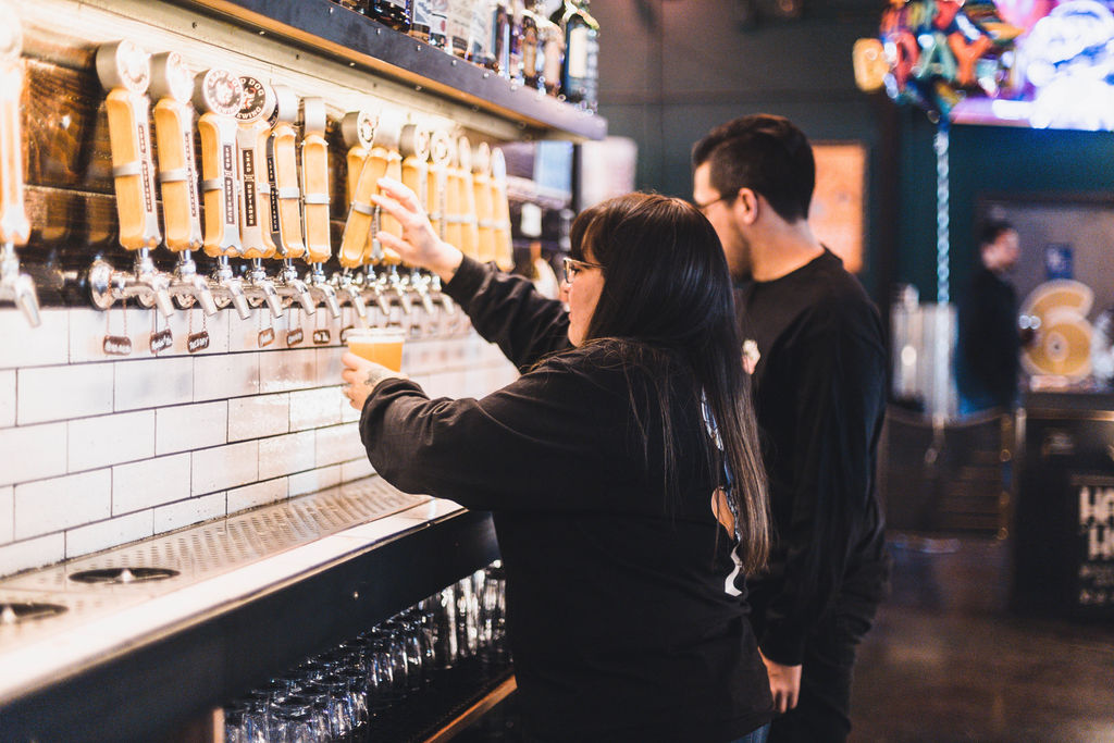 Pouring drinks from tap